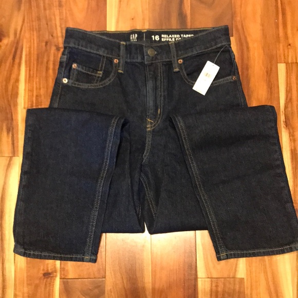 NWT Size16 Teen Boys Gap Jeans ๐ Relaxed Taper Fit ๐ Dark Wash - Picture 1 of 5